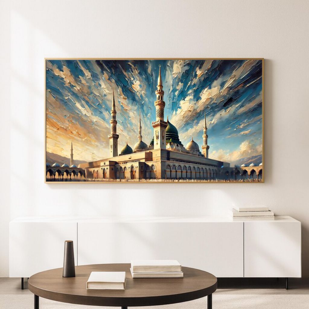 Lukisan printing masjidil haram estetik hiasan dinding