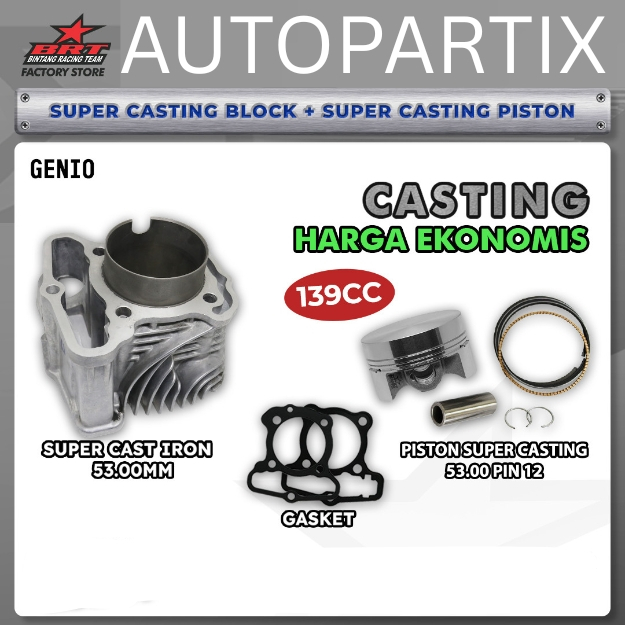 BLOK SEHER CASTING BRT GENIO DELUXE All New BEAT FI ESP STREET SCOOPY FI STYLISH Bore Up 53MM Blok P
