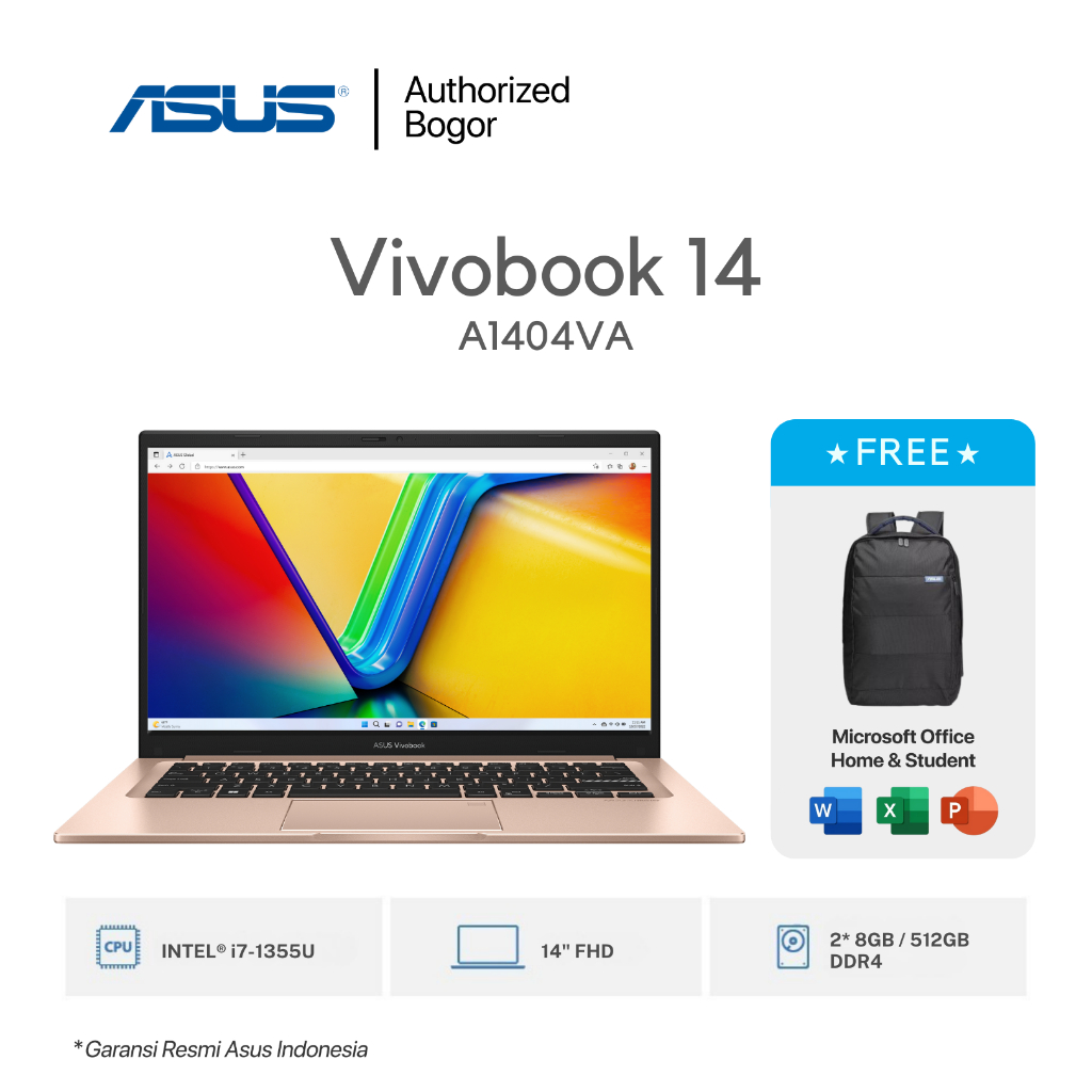 Asus Vivobook 14 A1404VA Core i7-1355U 2* 8GB/512GB 14" FHD IPS Garansi Resmi