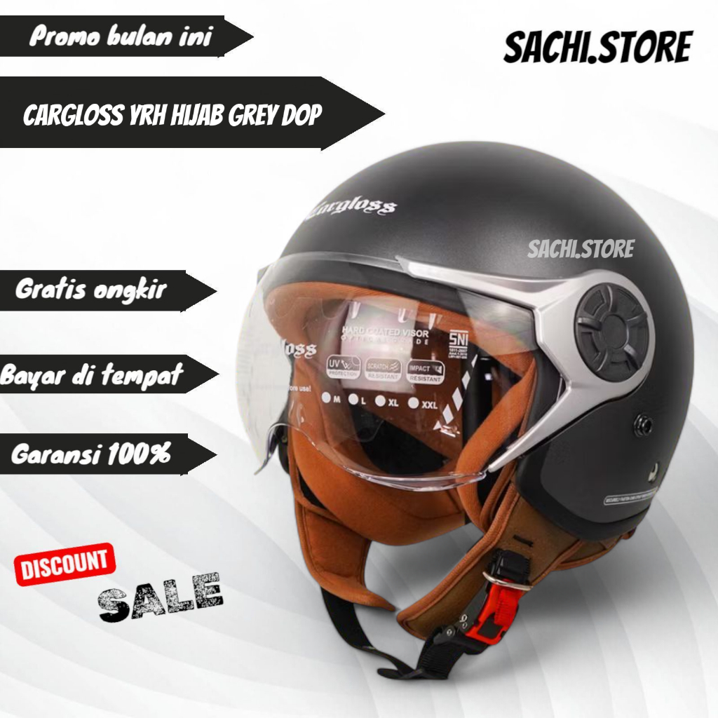 HELM CARGLOSS YRH HIJAB ANCHORE GREY DOFF | HELM HIJAB WANITA