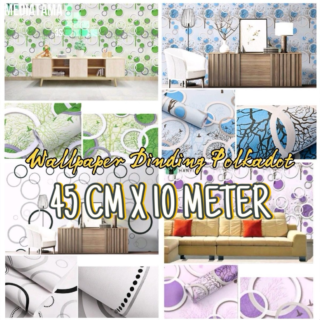Wallpaper Dinding Polkadot 45 Cm x 10 Meter