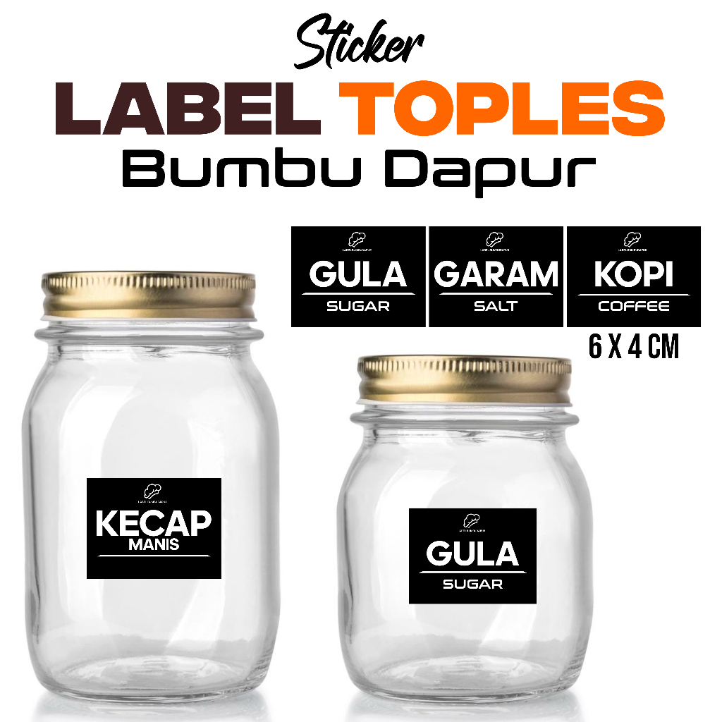 STICKER BUMBU DAPUR - LABEL BUMBU DAPUR - LABEL TOPLES - STICKER TOPLES - NAMA BUMBU  DAPUR - GULA -