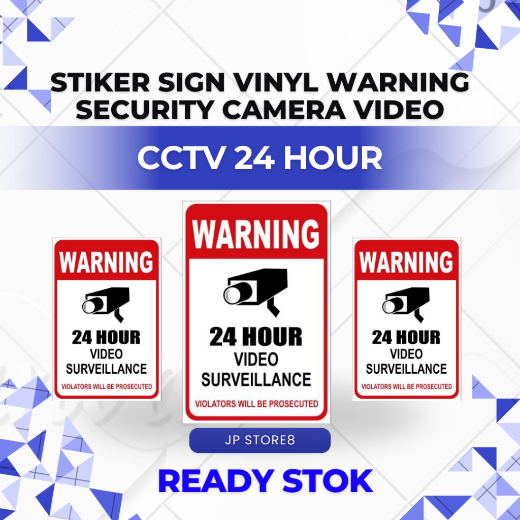 

Wall Sticker Home CCTV Security Camera Video Warning Sign Decal Stiker Dekorasi Dinding Peringatan