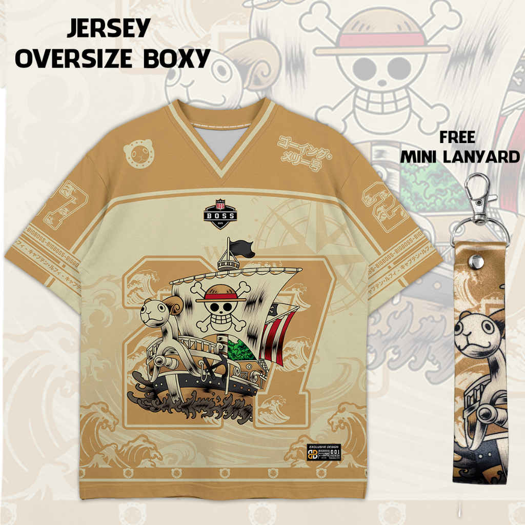 (Gratis Lanyard, Stiker) BIGBOSS Baju Jersey Anime One Piece Unisex Oversize Boxy 001 Going Merry