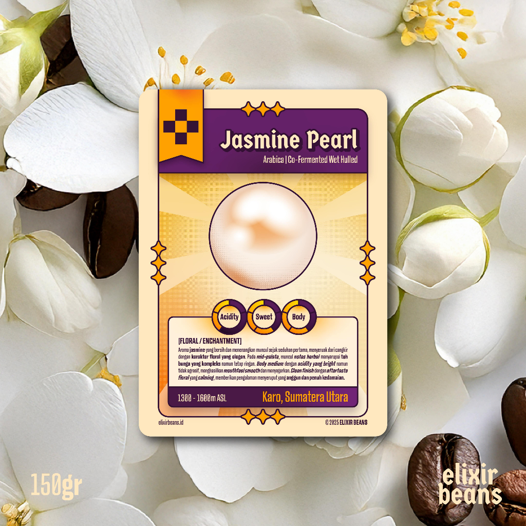 

Biji Kopi Arabika Jasmine Pearl Enchantment Series pronounced cofermented - Elixir Beans