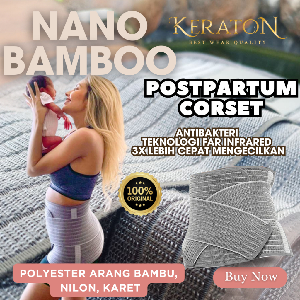 KERATON Korset Postpartum Bamboo - Korset Pelangsing Korset Melahirkan - Korset Nano Bamboo Pasca Me