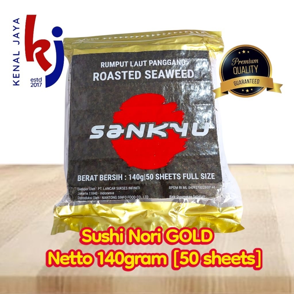 

Sushi Nori Seaweed Rumput Laut Panggang / Roasted Seaweed GOLD (Grade A)