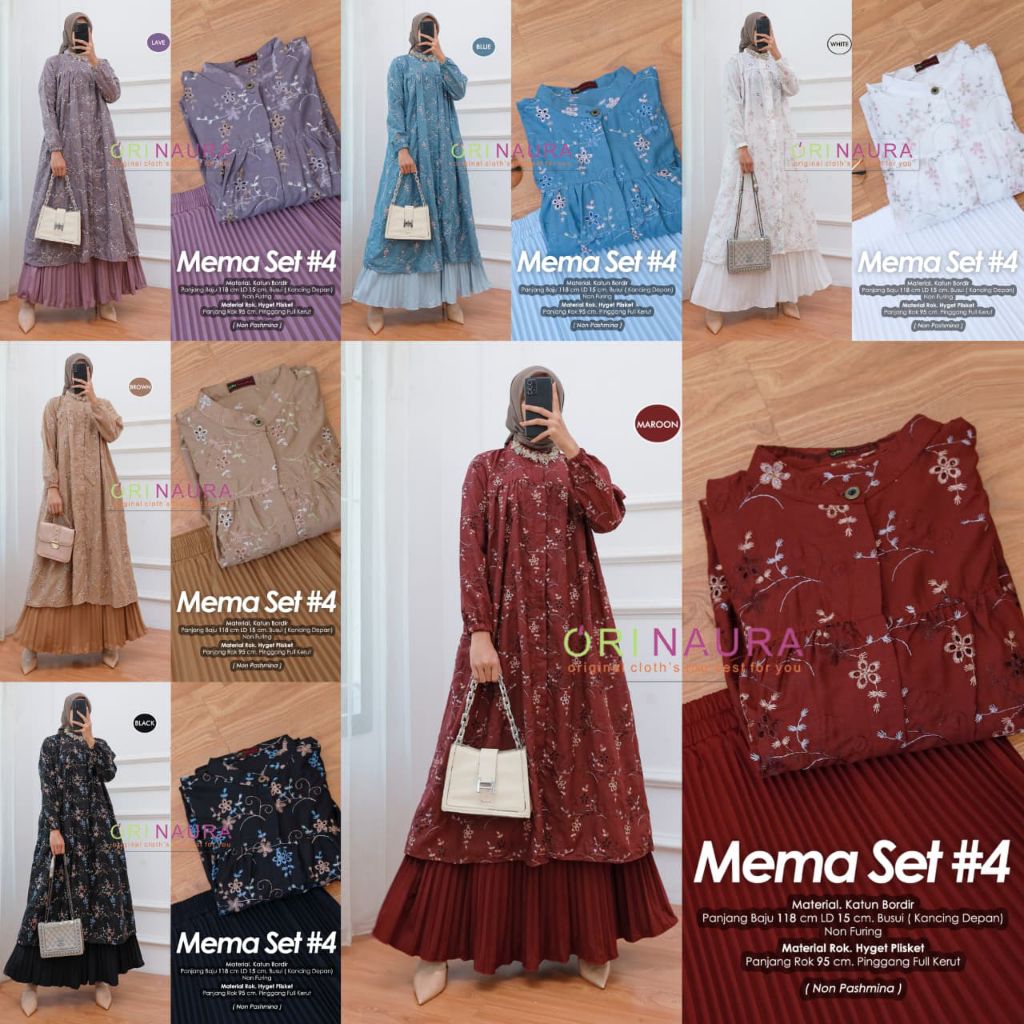 (( TANPA FURING BELT ))BAJU MEMA SET ROK / SARAS HAFIZA / AMINA SET ROK PLISKET ORI BY NAURA W&W // 