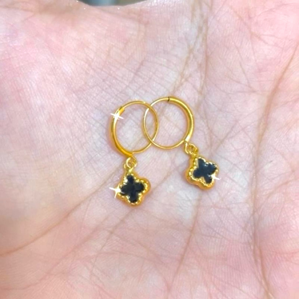 anting ring bunga hitam setengah gram anting anak bunga anting ring gantung bunga hitam