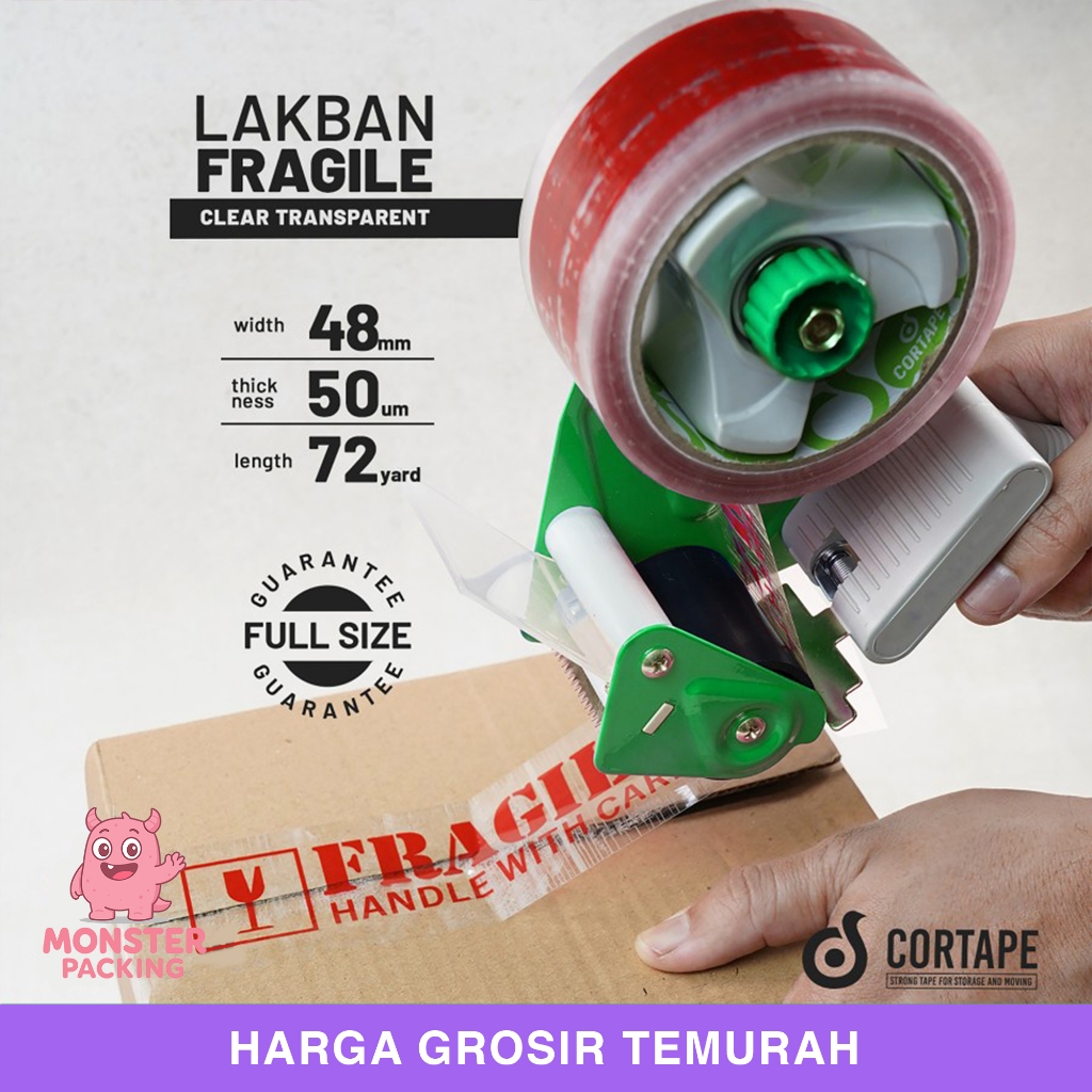 

Lakban Fragile Clear Transparant 48mm x 72yard Satuan Plakban Isolasi Solatip