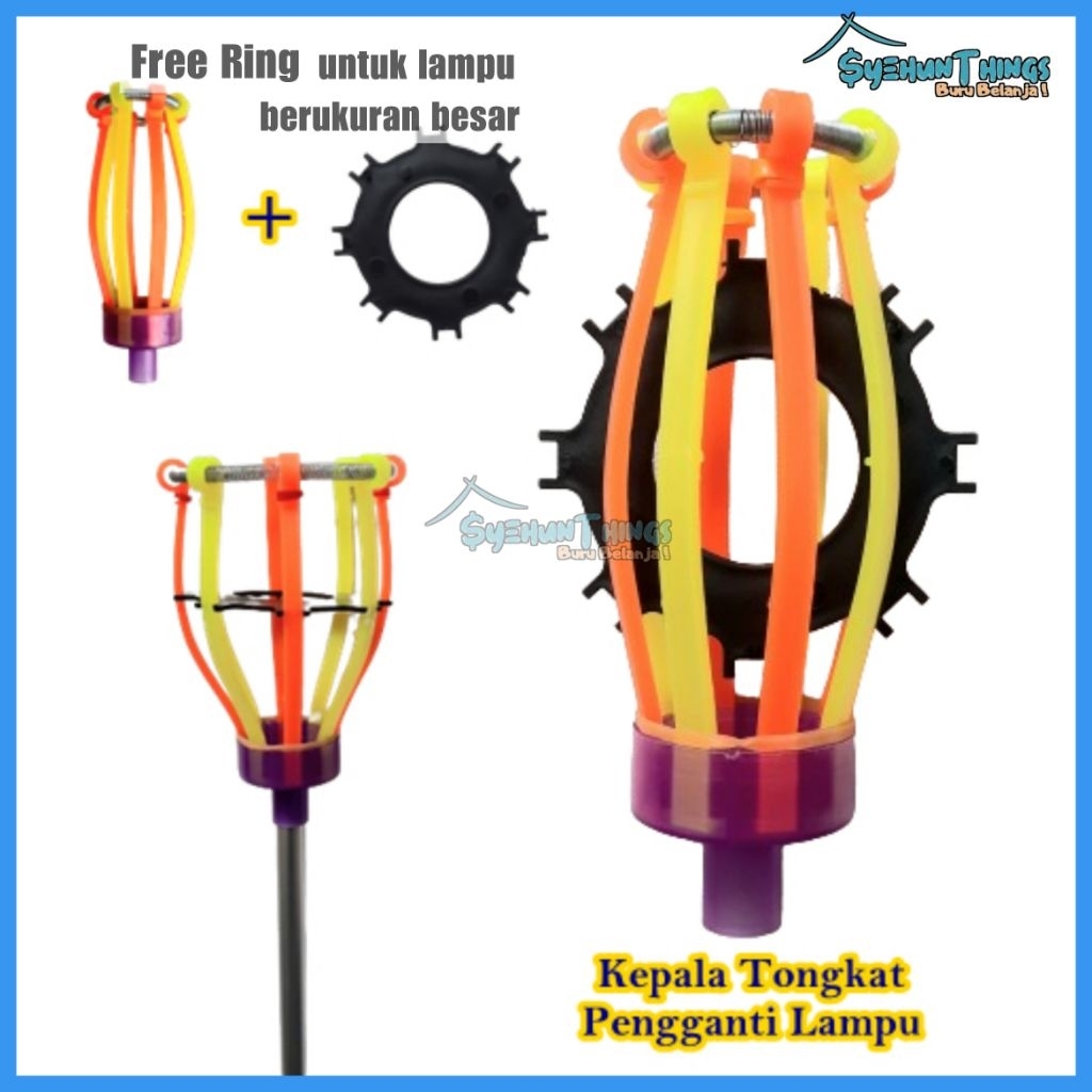 Kepala Tongkat Pengganti Lampu Free Ring untuk Bohlam Ukuran Besar