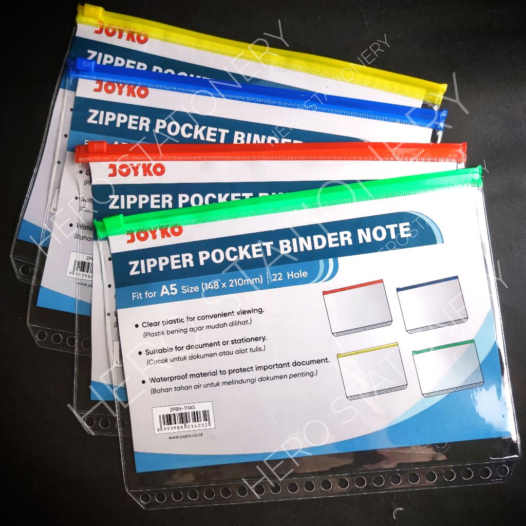 

Zipper pocket binder note tas pembungkus A5 joyko ZPBN-111A5