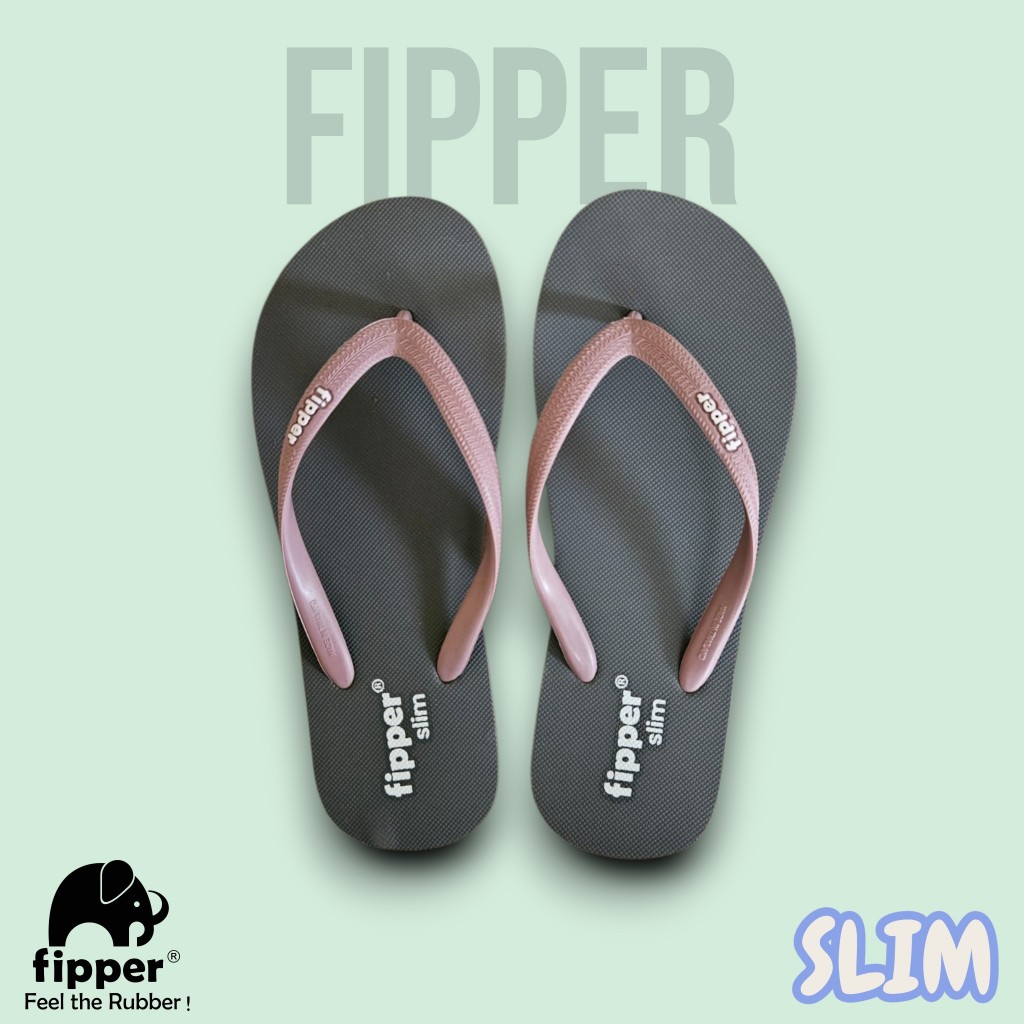 FIPPER SLIM GREY(LIGHT)/BROWN(THATCH) - sandal jepit wanita
