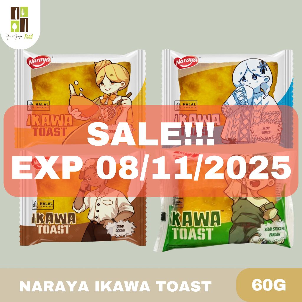 

[EXP 08-11-25] Naraya Ikawa Toast / Roti Tos Panggang Cream Cheese / Selai Vanila / Selai Coklat / Selai Srikaya Pandan 60G