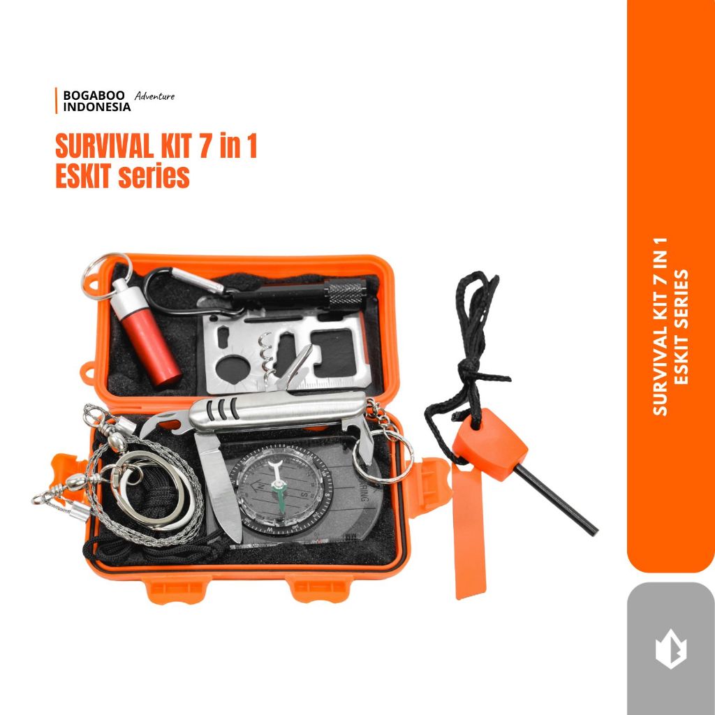 BOGABOO ESKIT Survival Kit SOS 7 in 1 Emergency Tools Camping Outdoor - Alat Survival Bushcraft Mult