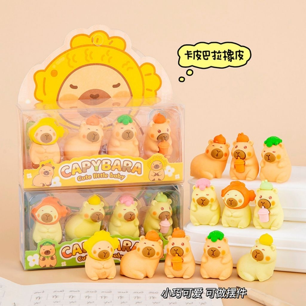 

(PG009) Penghapus Capybara / Mini Capybara eraser set / Miniature Capybara set / Penghapus pajangan lucu / Cute Capybara