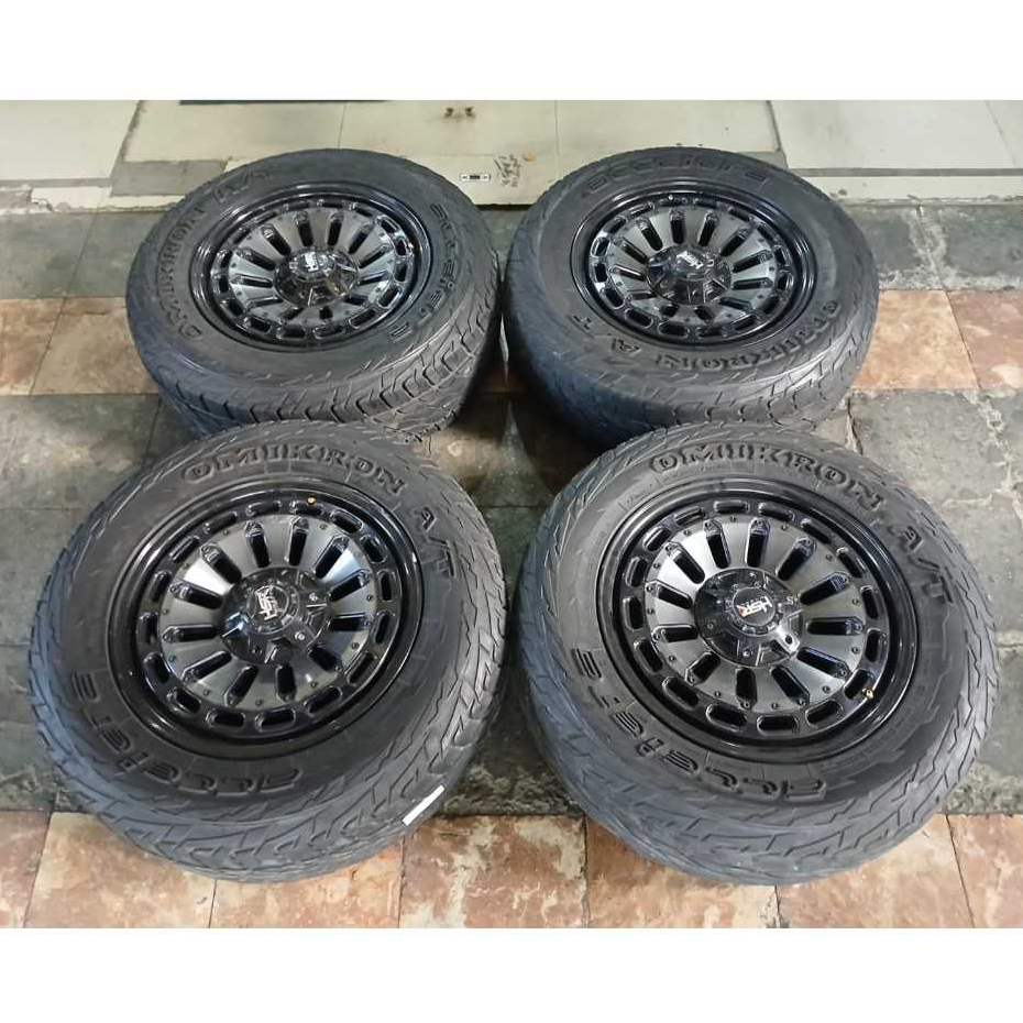 Pelek Racing Bekas Semi Offroad Ring 18 Baut 6 + Ban 265 60 R18 Velg Fortuner Hilux Pajero Strada DL