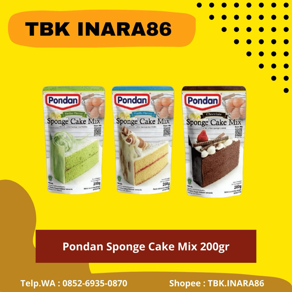 Pondan Sponge Cake Premix 200gr – Adonan Instan Bolu Kukus & Panggang