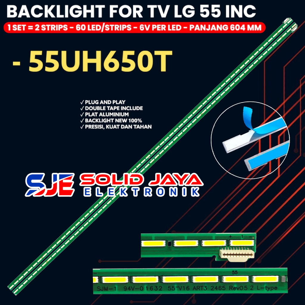 BACKLIGHT TV LED LG 55 INCH 55UH650 55UH650T T 55UH LAMPU BL 60K 6V SMD STRIP SOKET 10 PIN FLEKSI