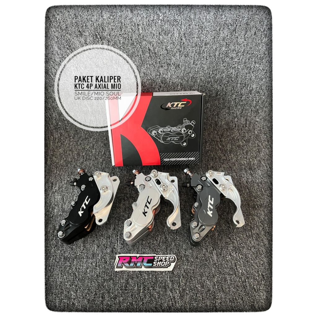 Paket Kaliper Ktc racing 4piston 4p Axial Mio smile / Mio soul ukuran disc 220mm 260mm / Kaliper Ktc