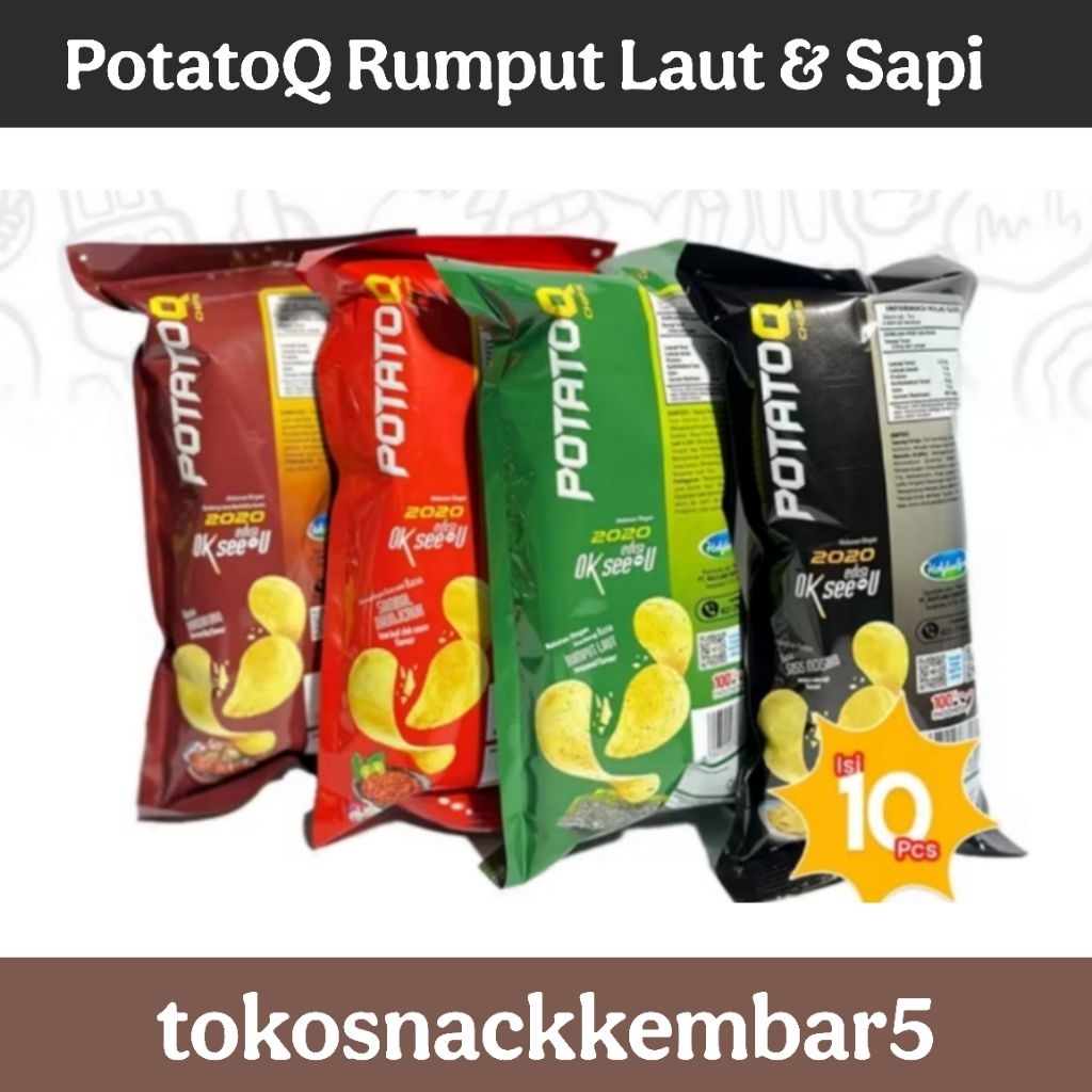 

PotatoQ Snack kentang Seaweed and Sapi panggang isi 10