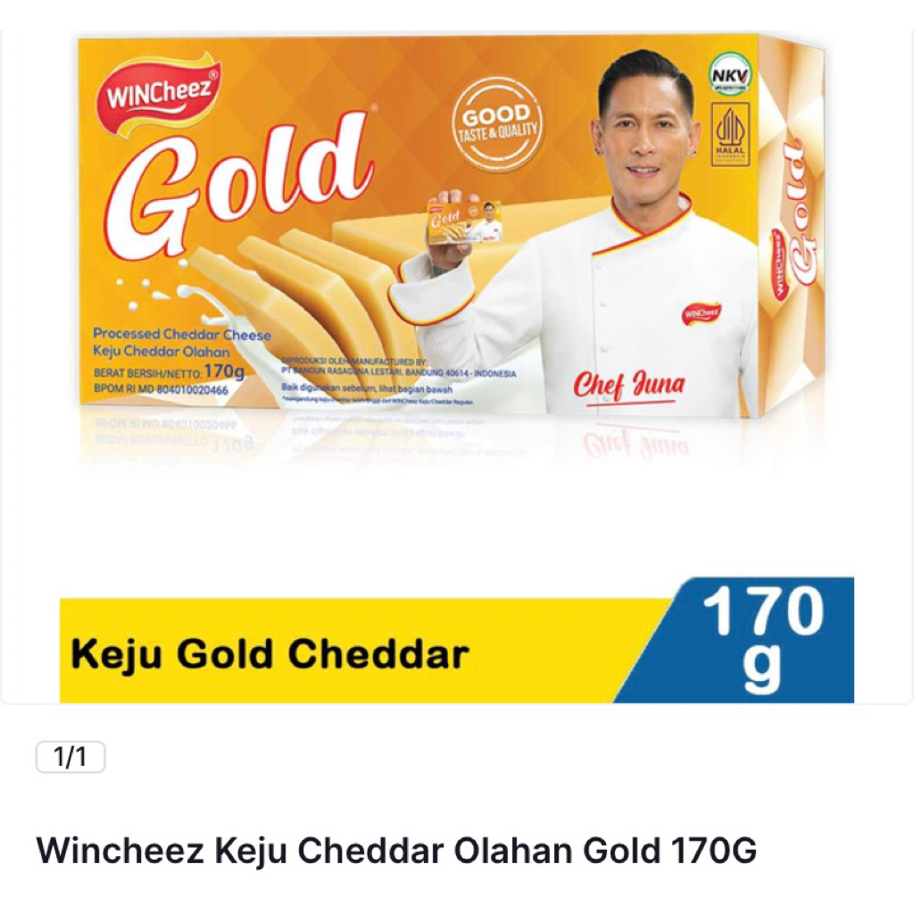 

Wincheez keju cheddar olahan gold 170gr