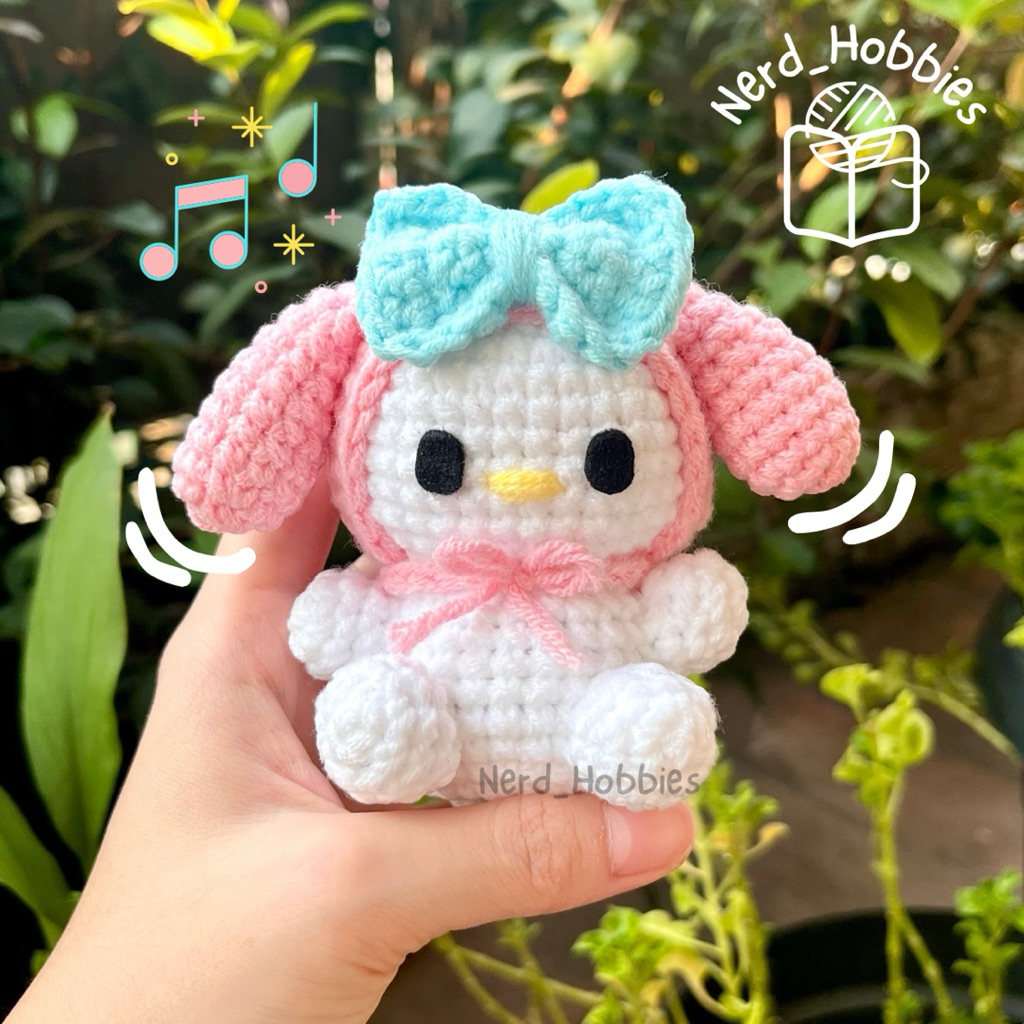 MY MELODY Amigurumi Crochet Bag Charm / Gantungan Kunci My Melody / Boneka Sanrio / Sanrio My Melody