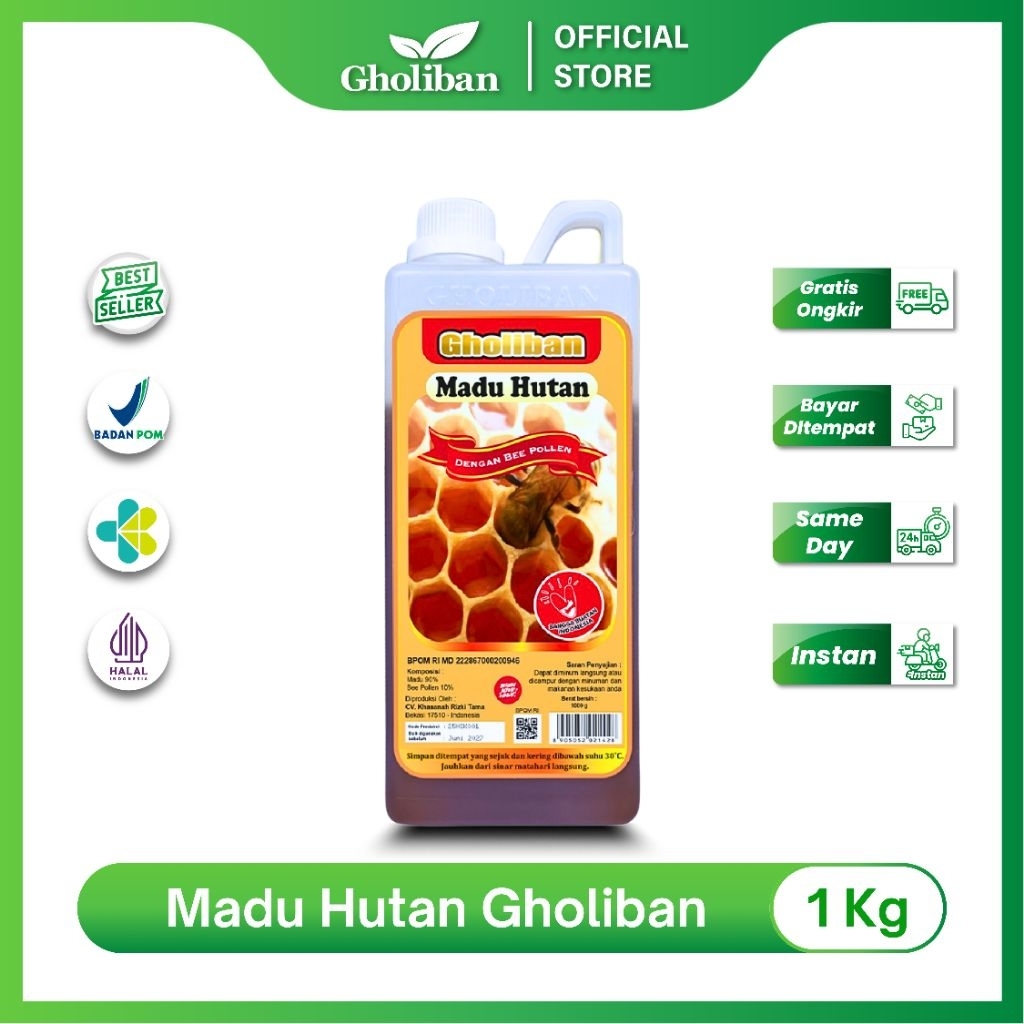 

Gholiban Madu Hutan KLM Plus Bee Pollen 1kg Madu Multimanfaat