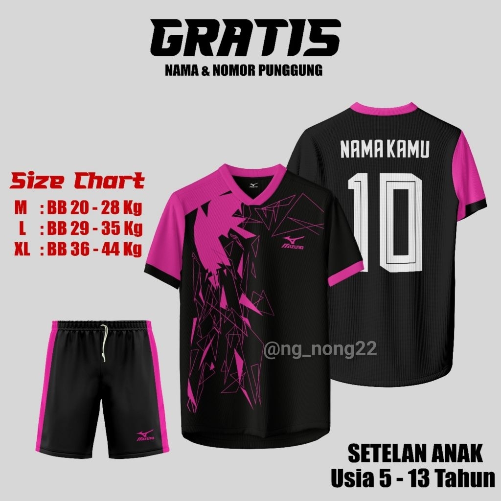 SETELAN JERSEY BOLA FUTSAL BADMINTON VOLI FREE SABLON ANAK ANAK