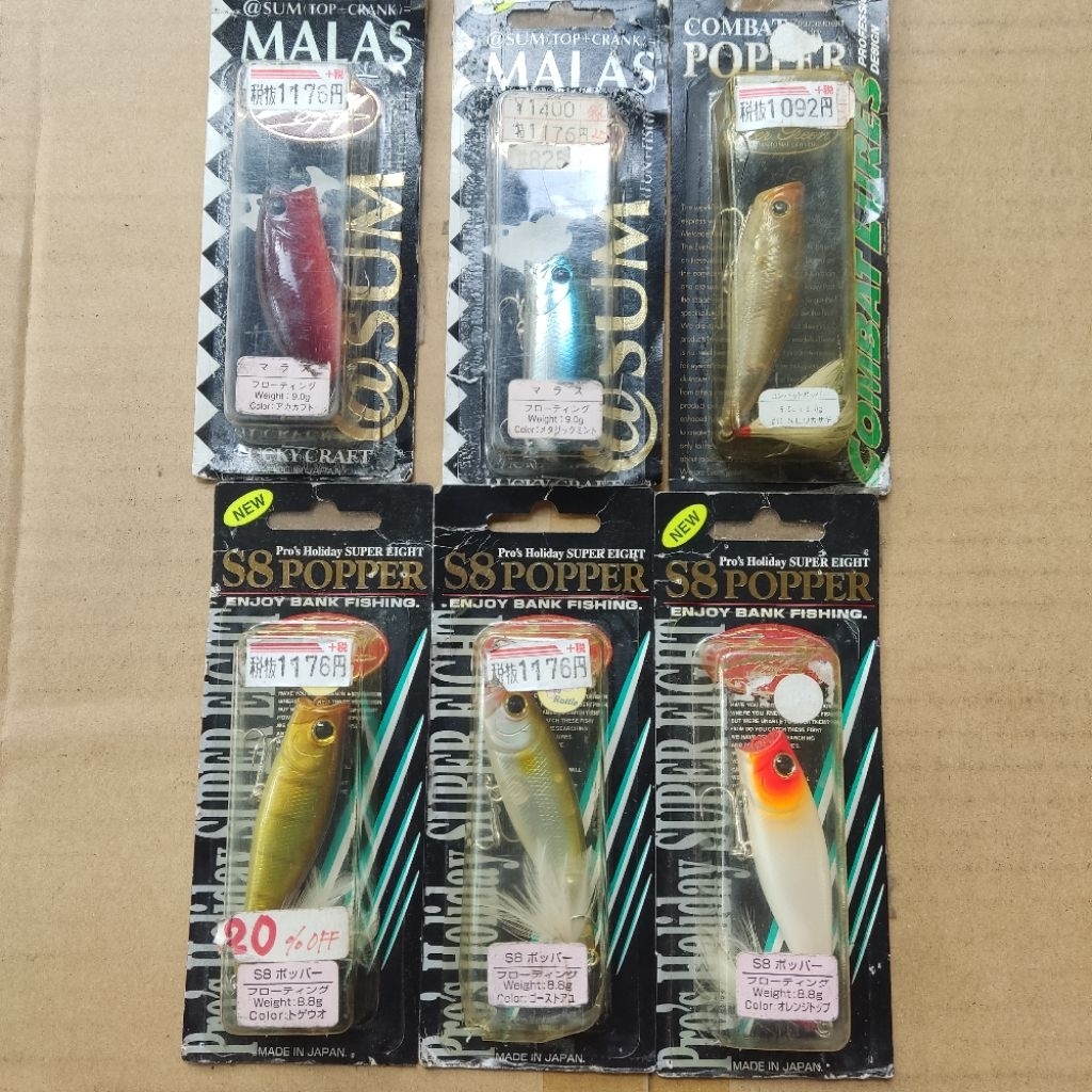 Popper Lucky Craft S8, Lucky Craft Malas & Evergreen Combat Popper (belum digunakan namun kemasan ru