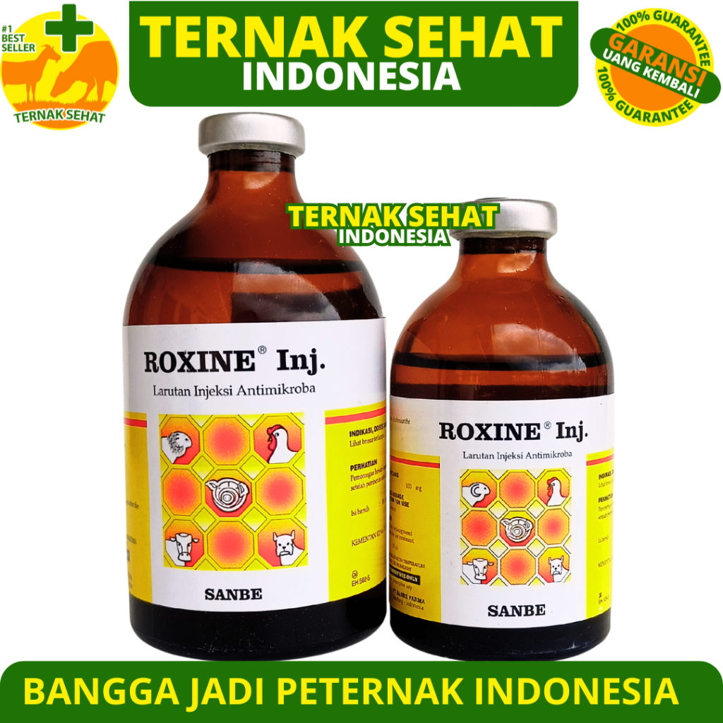 ROXINE INJ 100ML ROXINE 50ML SANBE - Obat Hewan Antibakteri Pernafasan Ternak Sapi Ayam Unggas Babi