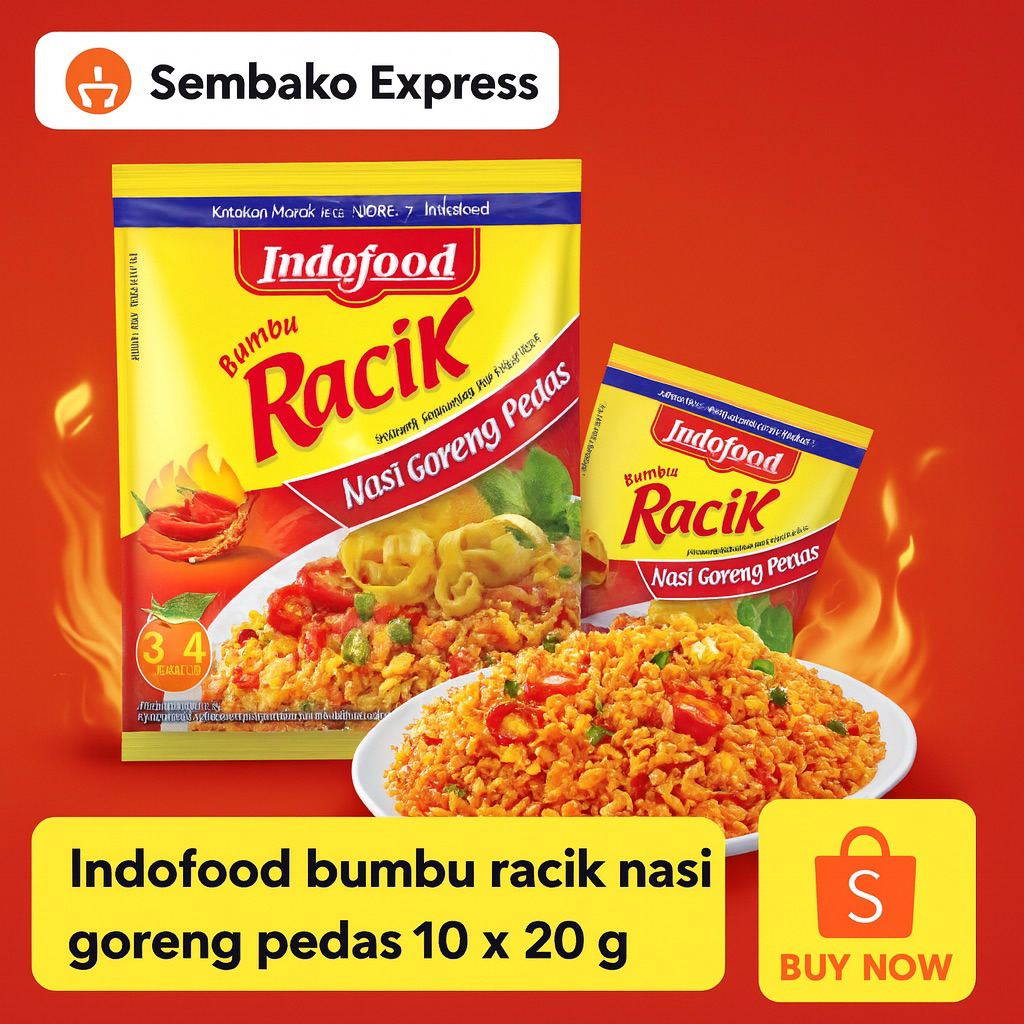 

Indofood Bumbu Racik Nasi Goreng Pedas 10 x 20 g