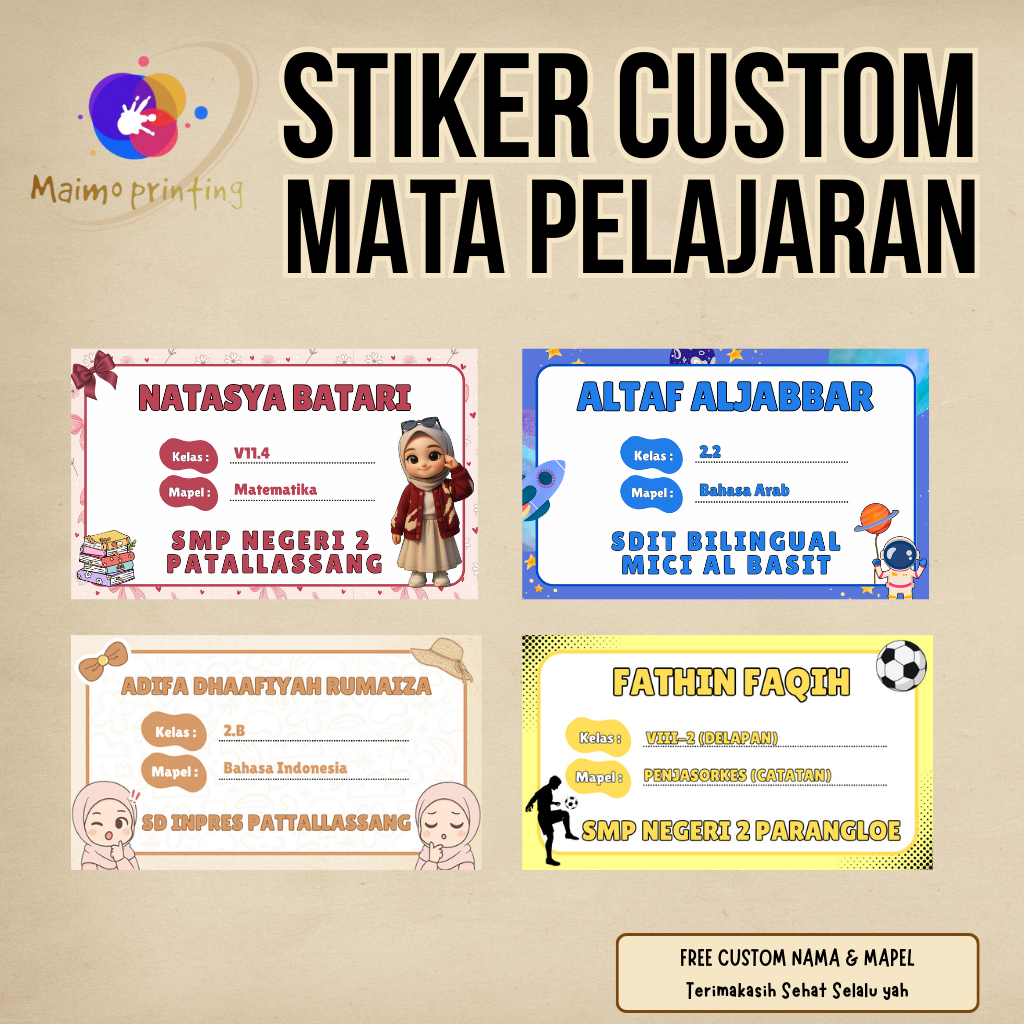 

MAIMO PRINTING I STICKER MATA PELAJARAN CUSTOM I CUSTOM NAMA DLL