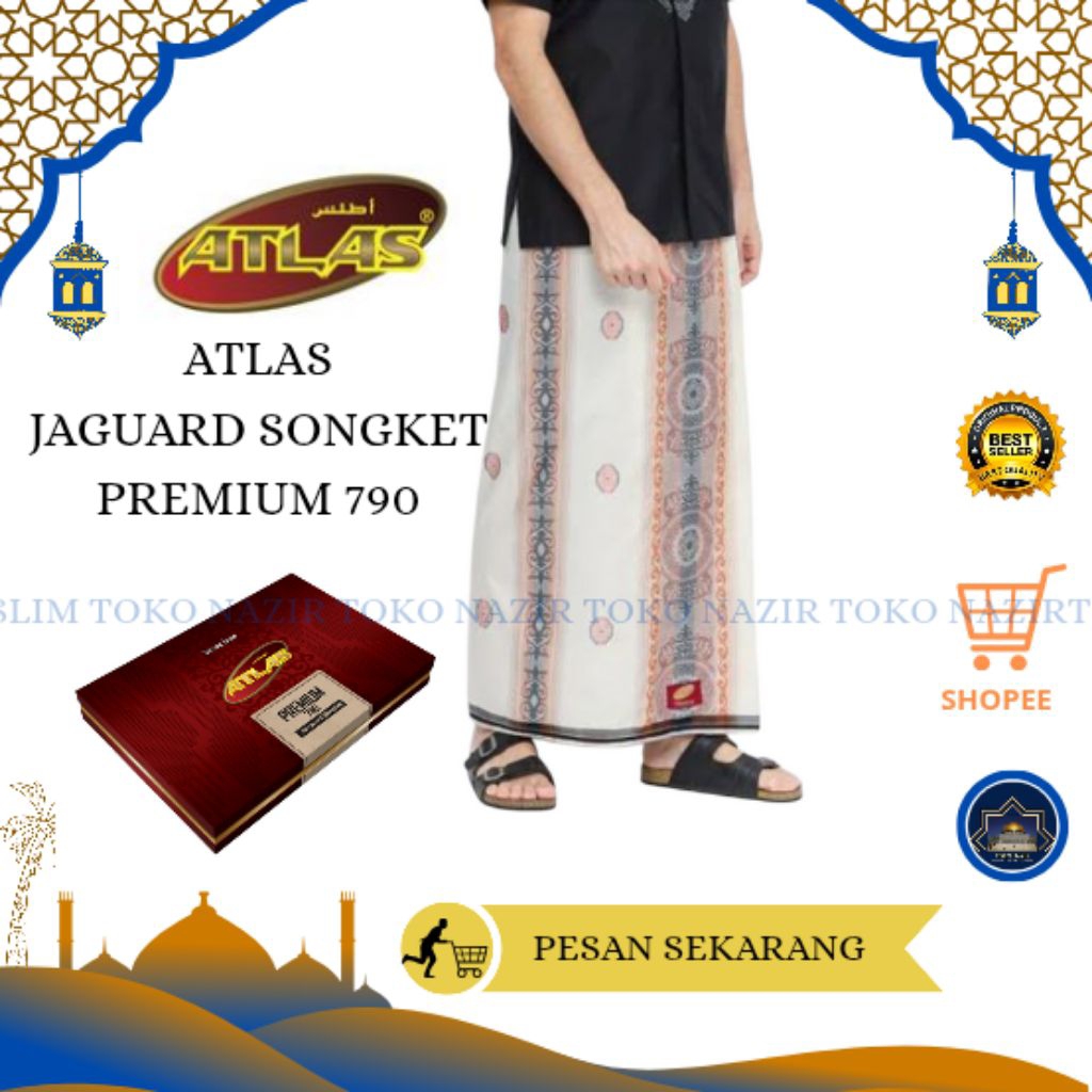 Nazir - Sarung Atlas Songket Premium | Sarung Atlas Jaguard 790 | Original Atlas 100%