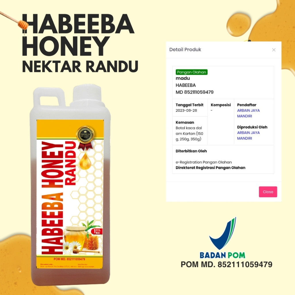 

Madu Randu Murni 100% Asli Nektar Bunga Randu Madu Habeeba Alami Netto 1000 & 500 Gram