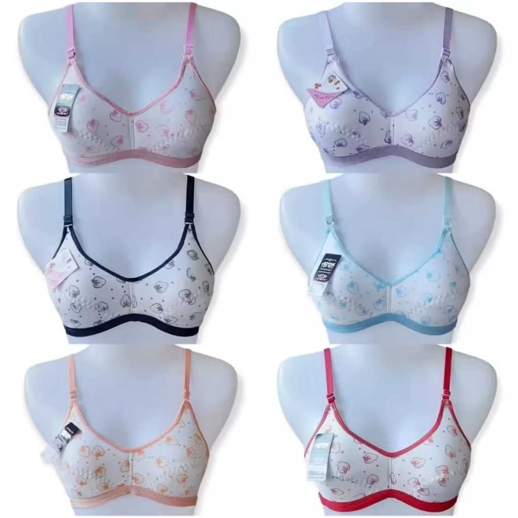 6 Pcs BH Bra abg Remaja Motif Bunga Tanpa Kawat & Busa Tipis | Size 32 34 36  TERMURAH / BH Remaja