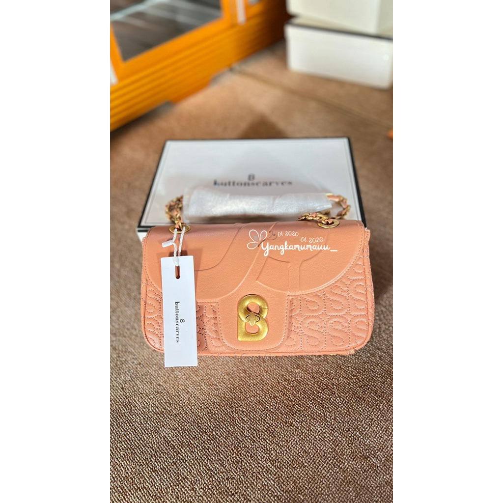PRELOVED ALUNA BAG APRICOT MEDIUM BUTTONSCARVES LENGKAP BOX