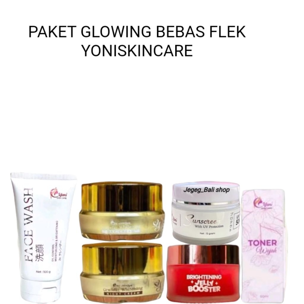 PAKET SKINCARE YONI LENGKAP ( 6 PCS) FACIAL WASH, DAY CREAM, NIGHT CREAM, SUNCREEN,TONER, JELLY BOOS