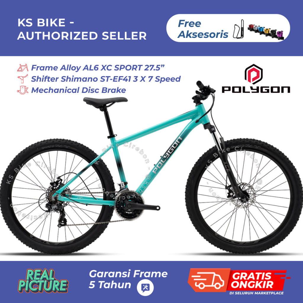 Sepeda Gunung MTB 27.5 Polygon Cascade 2 FA 3x7 Speed Rem Cakram Frame Alloy Toko Sepeda KS Bike Cir