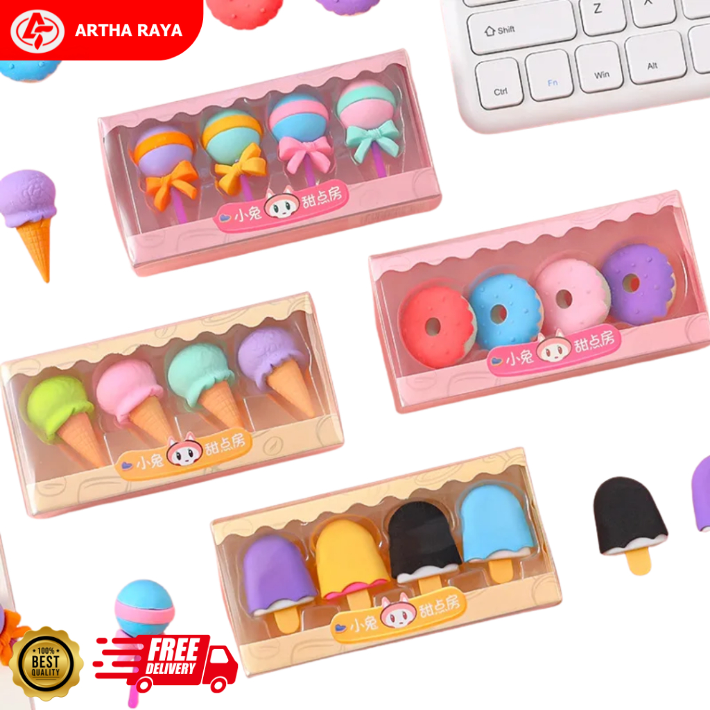 

Set Lucu Penghapus 3D Es Cream/Donat/Permen [4 PCS]