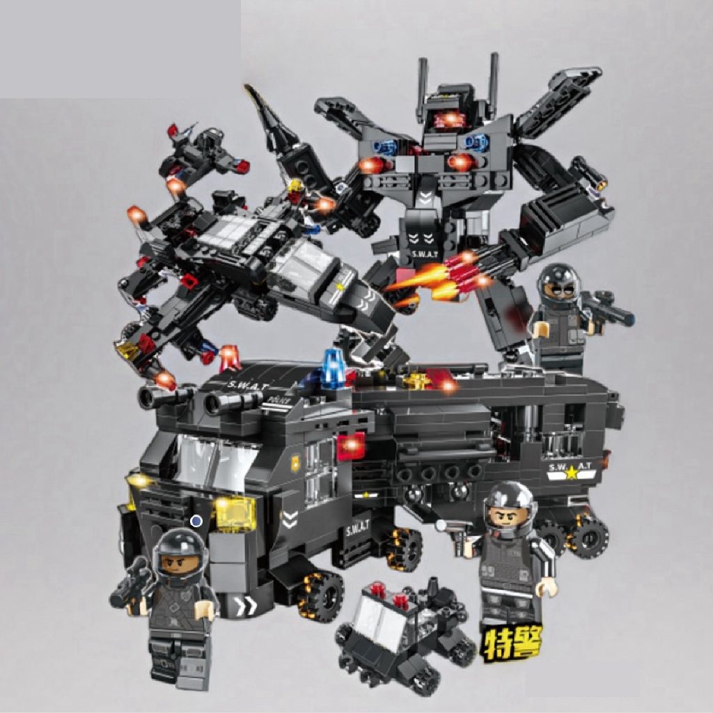 Mainan Blok Swat Police Black Edition – Robot & Kendaraan Taktis