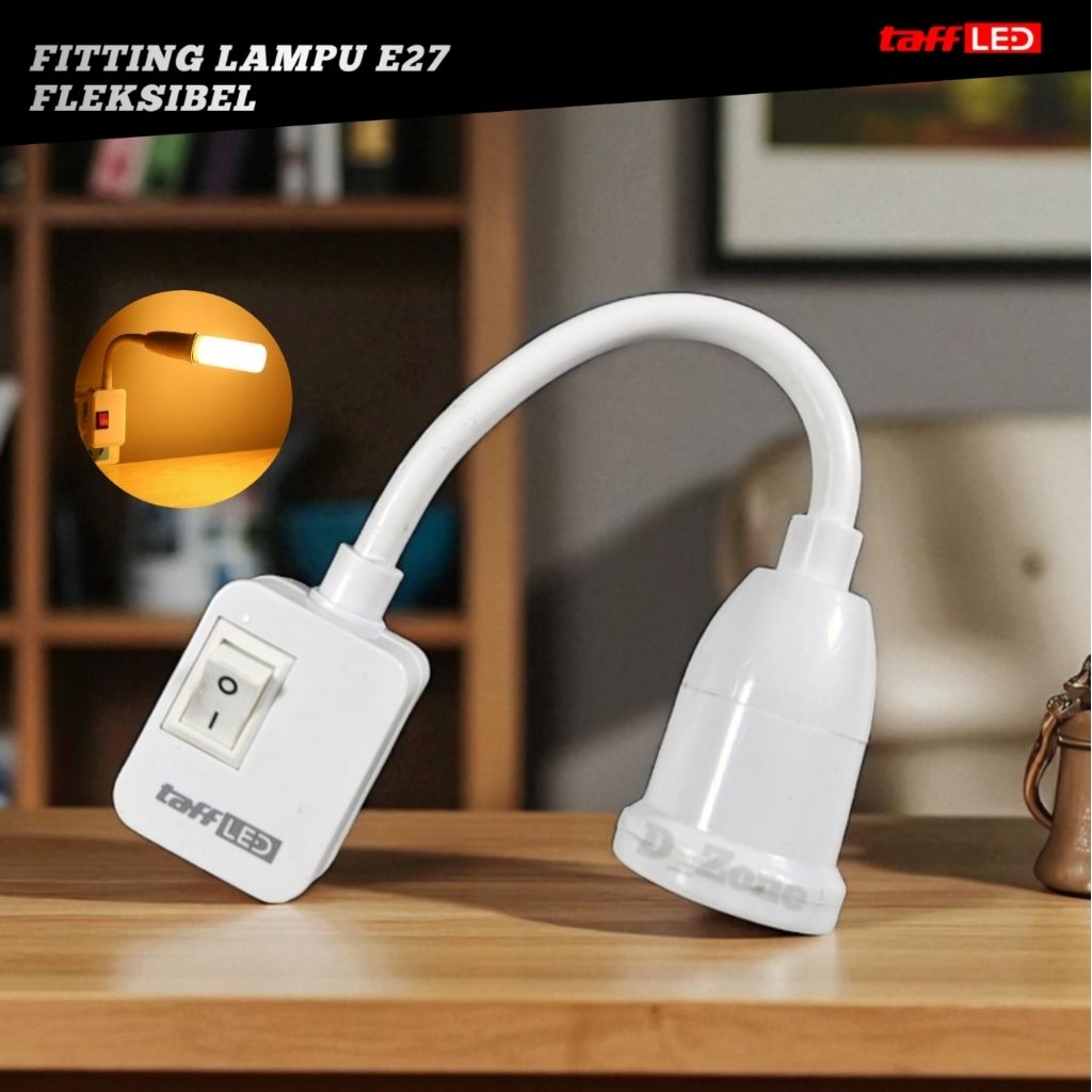 TaffLED Fitting Lampu Bohlam LED E27 Fleksibel EU Plug 220V 25A With Switch