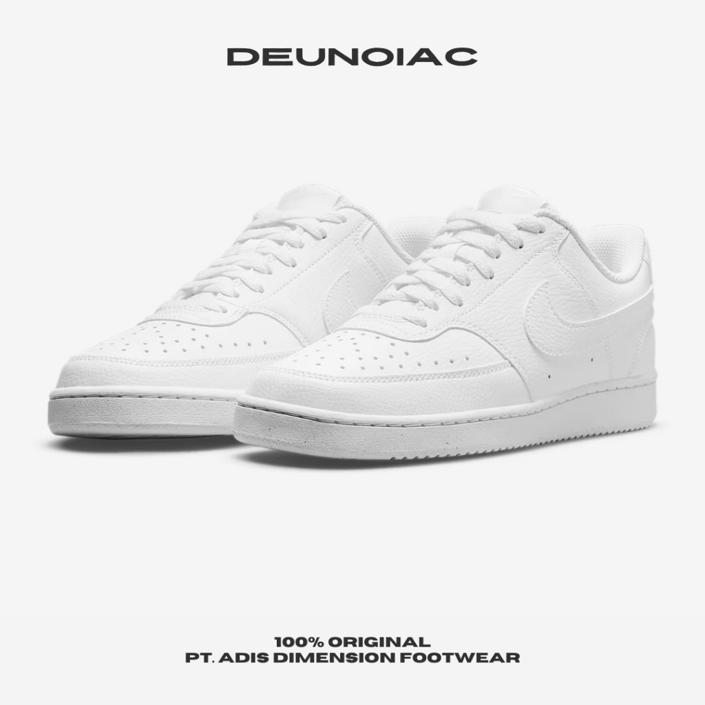SEPATU NIKE COURT VISION LOW NEXT NATURE TRIPLE WHITE SNEAKERS PRIA WANITA - BNIB 100% ORIGINAL RESM