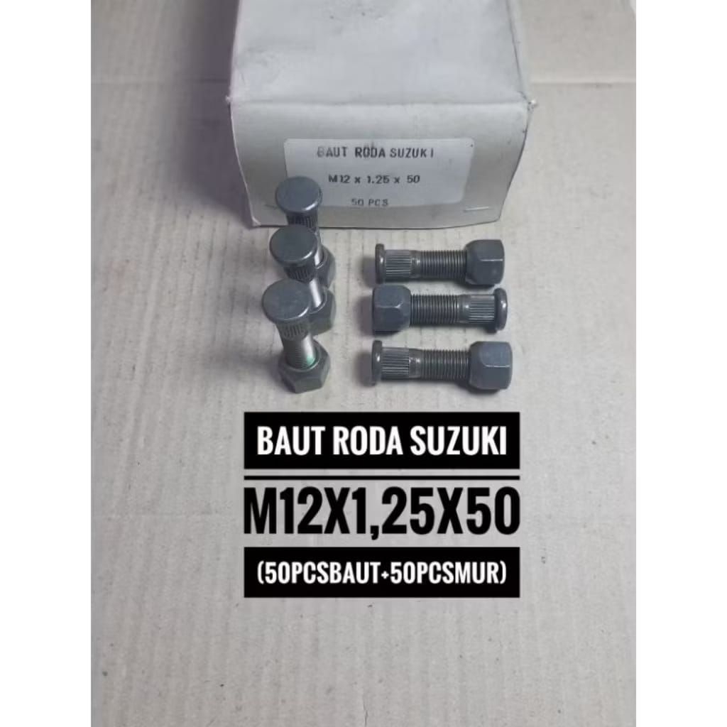 baut roda mobil suzuki carry 12x1,25x50 paket (50set)kunci 19