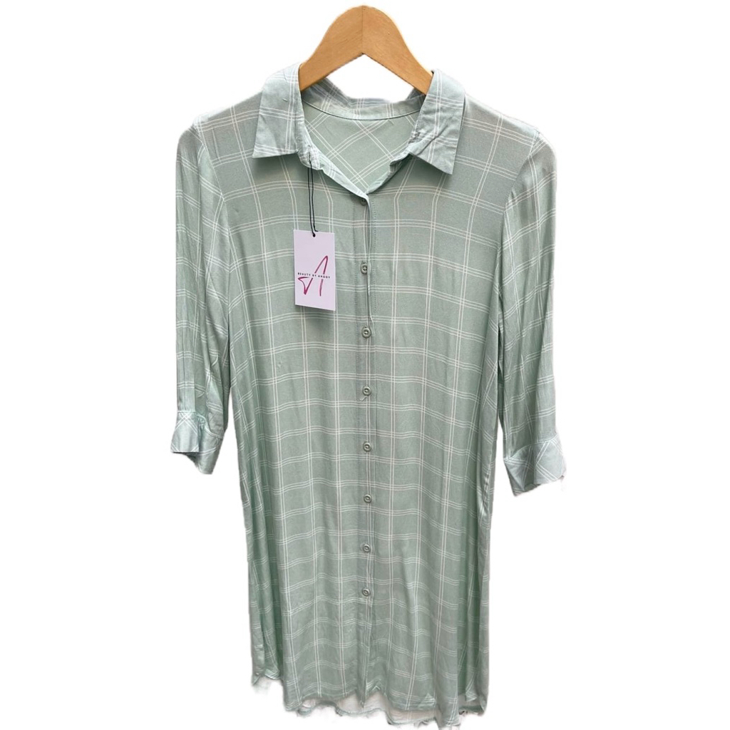baju hijau sage kotak si