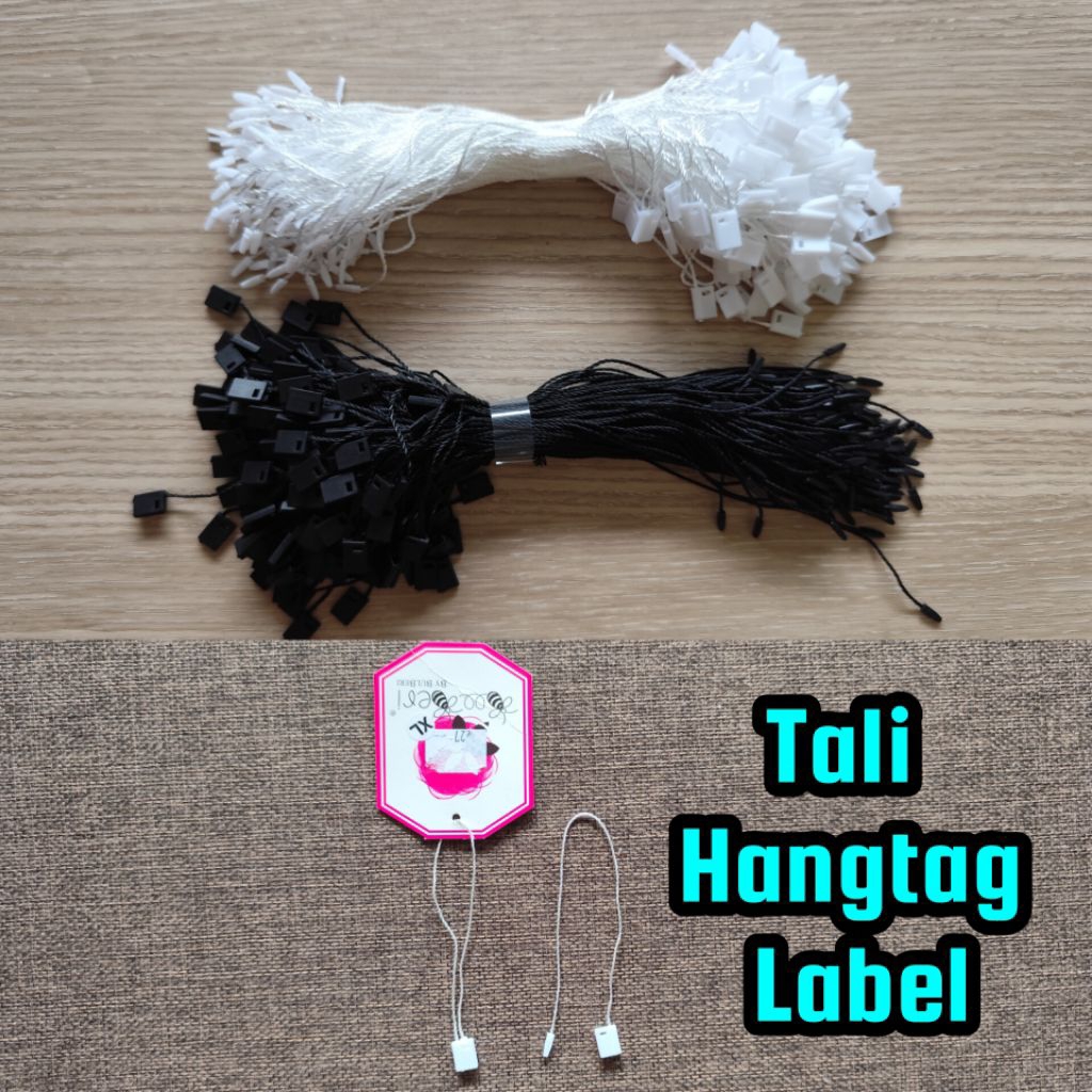

50 pcs tali hangtag label / tali hangtag nylon / tali hangtag loopin / tali gantungan label / lock pin