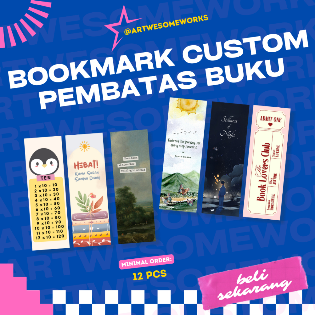 

[BACA DESKRIPSI & SLIDE FOTONYA] CUSTOM BOOKMARK PEMBATAS BUKU 1 SISI LAMINASI DOFF / GLOSSY