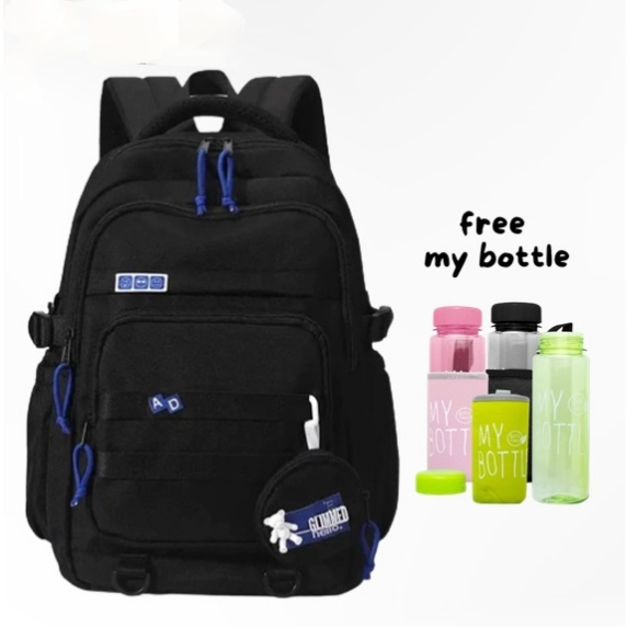 Tas Ransel Sekolah Kuliah Laptop Backpack Pria Wanita Model Keren Trendy Banyak Saku Kompartemen Bah