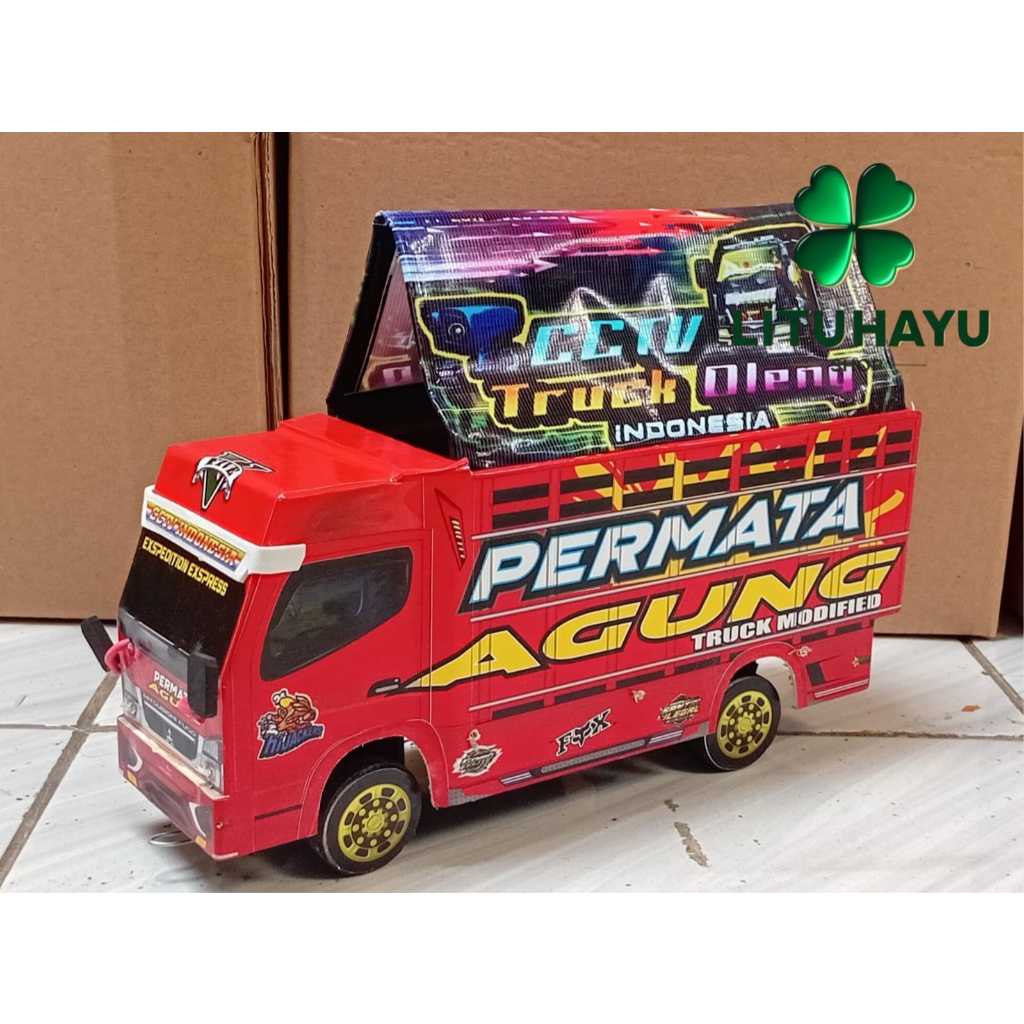 MINIATUR TRUK OLENG PERMATA AGUNG FULL LAMPU
