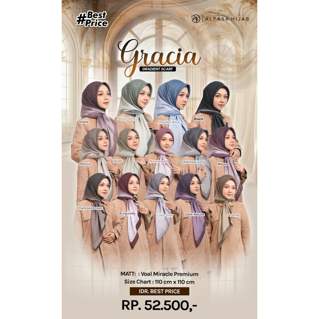 GRACIA SCARF BY ALFASA HIJAB ✔️ scarf terbaru ✔️ segiempat alfasa promo